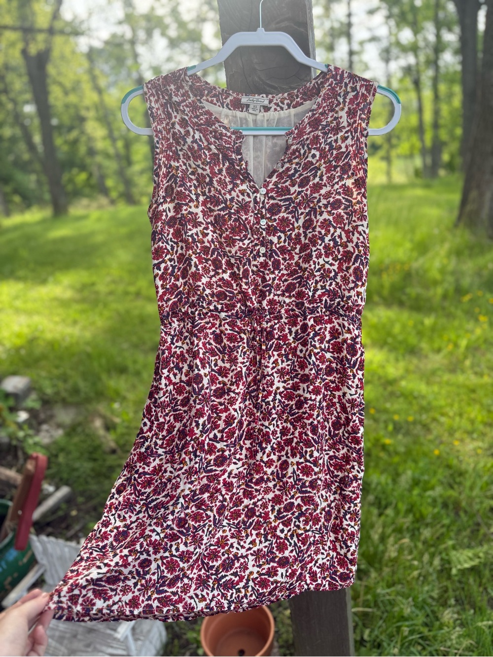Lucky Brand Sleeveless Floral Print Drawstring Waist Dress